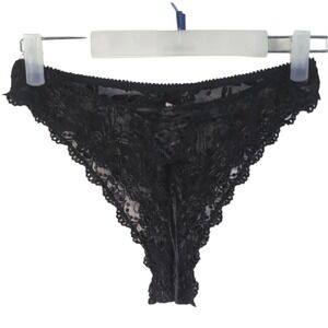 La Vie En Rose Women's XL Black Lace Sheer Cheeky Panties Lingerie
